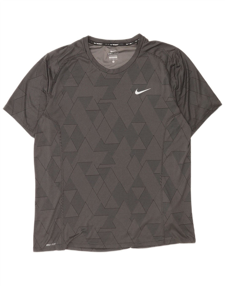 Nike Herre Dri Fit T-Shirt Top Stor Sort Geometrisk Polyester