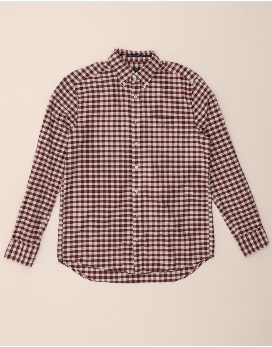 GANT herreskjorte str. 39/40 15 1/2 Medium rødbrun Gingham bomuld