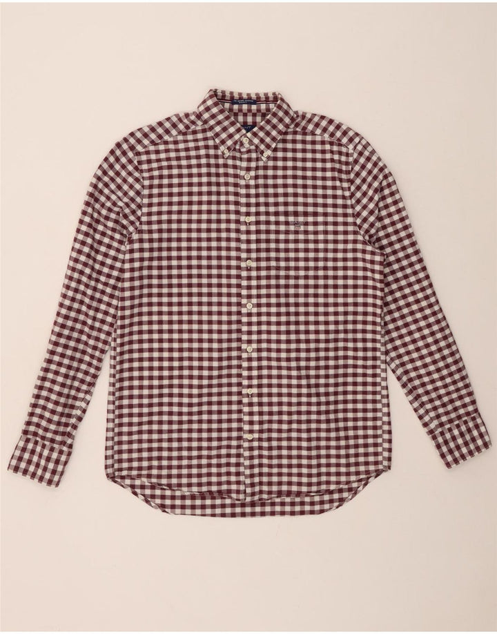 GANT herreskjorte str. 39/40 15 1/2 Medium rødbrun Gingham bomuld