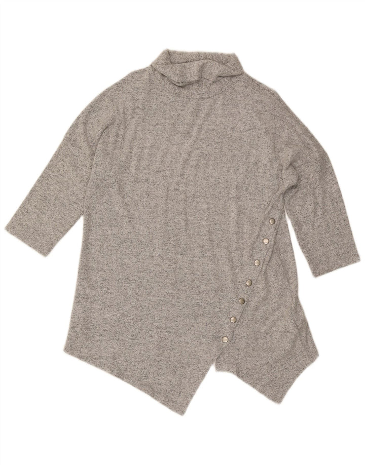 Phase Eight Dame Asymmetrisk 3/4-ærmet tunikatop UK 14 Stor Grå Flecked