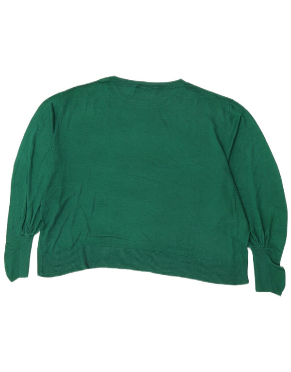 Zara Womens Crop 3/4-ærmet bådhalstrøje DK 14 Medium Grøn