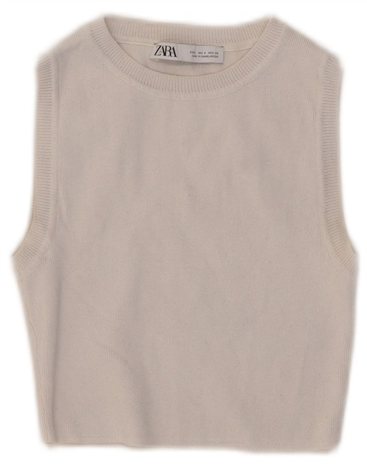 Zara Womens Crop Vest Top UK 8 Small White
