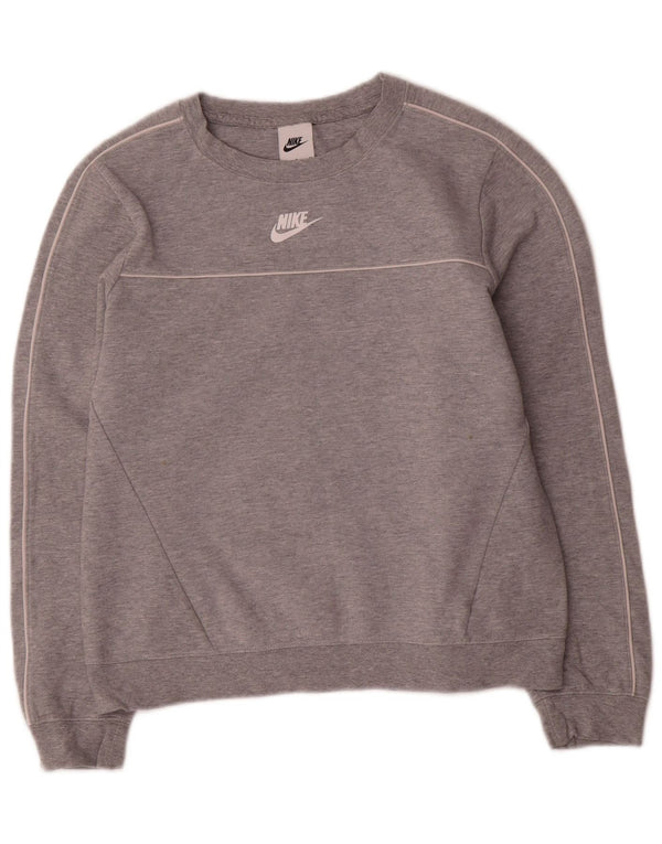 Nike Dame Oversized Sweatshirt Jumper UK 10 Small Grå Flecked Bomuld