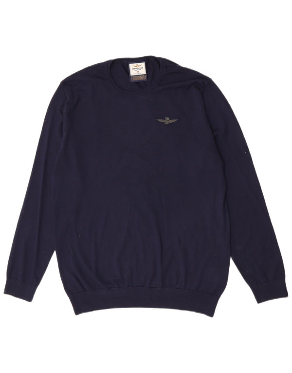 Aeronautica Militare Herre Crew Neck Jumper Sweater 4XL marineblå uld