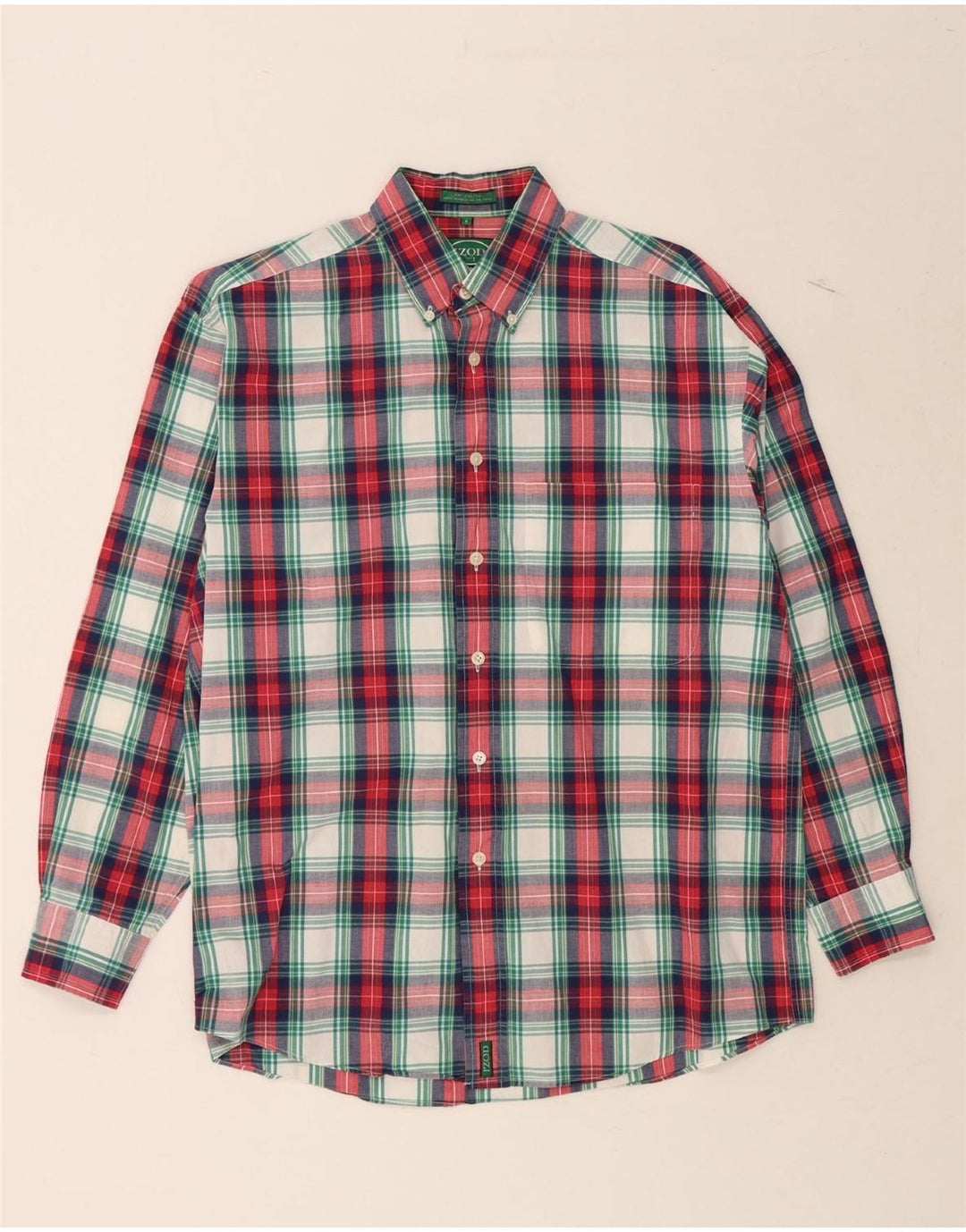 IZOD Mens Flannel Shirt Medium Red Check Cotton Vintage Izod and Second-Hand Izod from Messina Hembry 