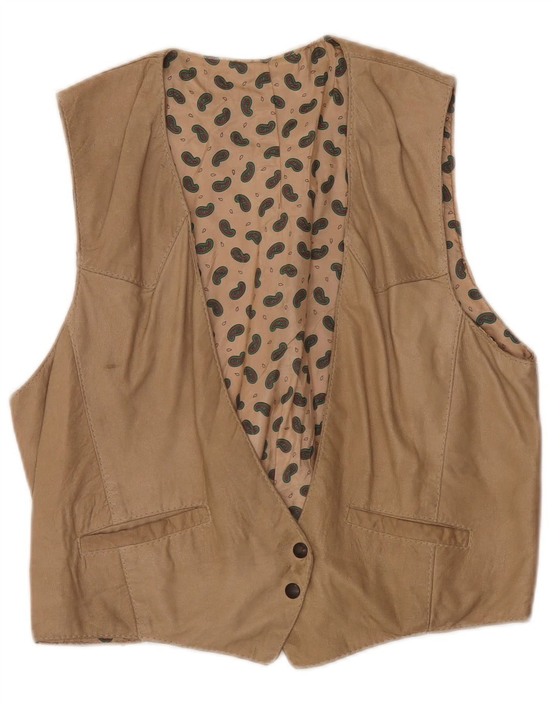 Vintage damevest, stor beige