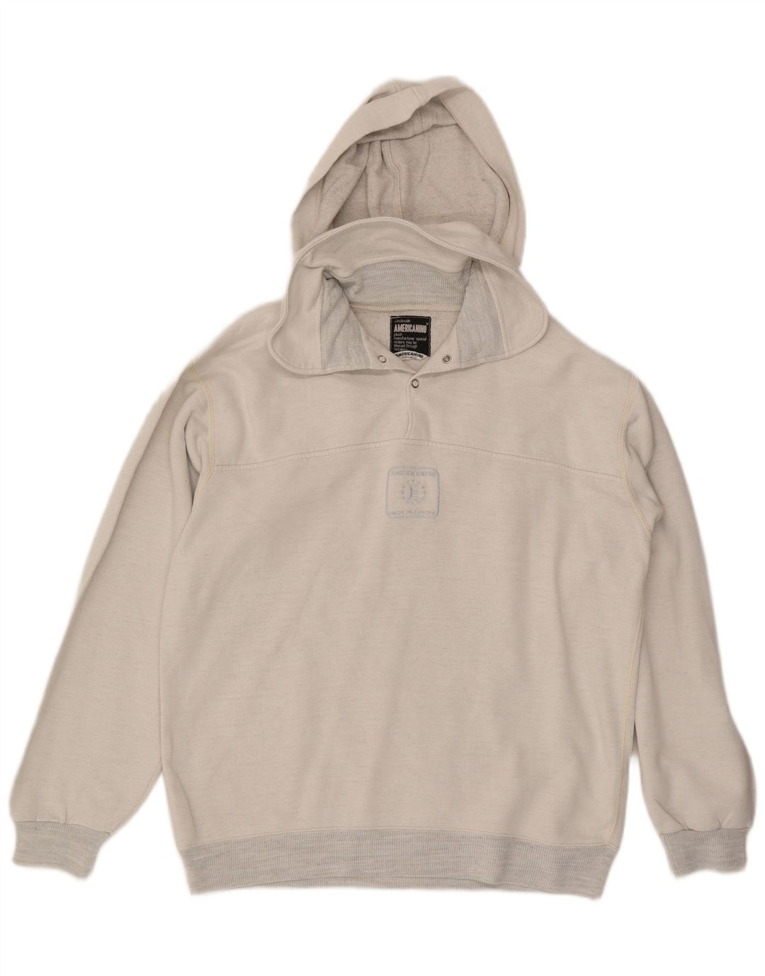 Americanino Herre Button Neck Hoodie Jumper Large Beige