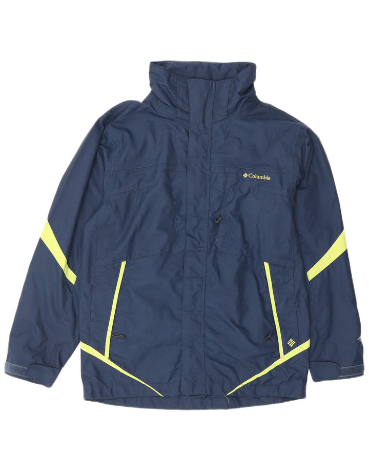 COLUMBIA Boys Bugaboo Windbreaker Jacket 14-15 Years Navy Blue Colourblock