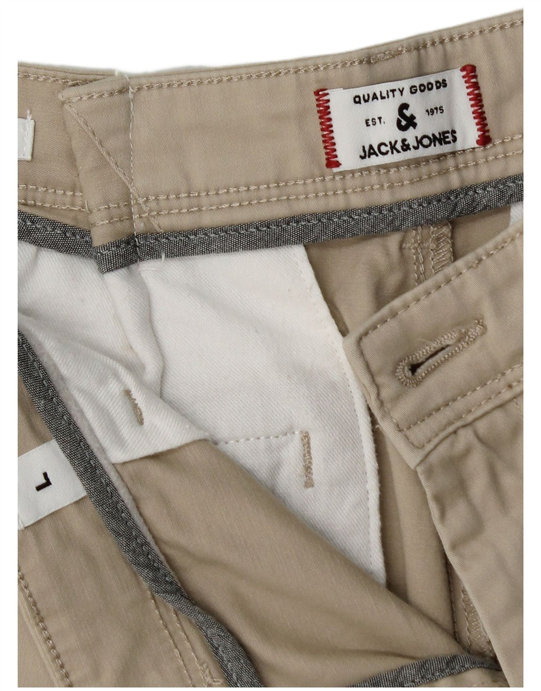 JACK & JONES Chino Shorts til mænd Large W32 Beige Bomuld