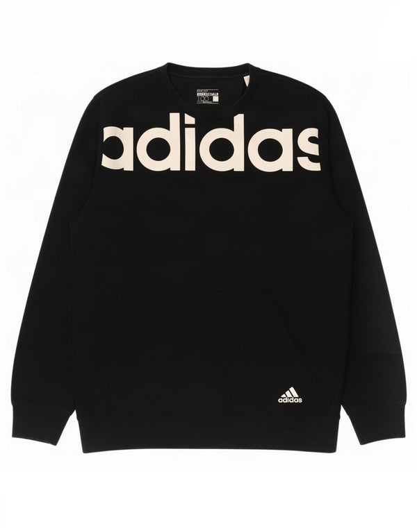 Adidas Grafisk Sweatshirt Jumper Medium Sort Bomuld