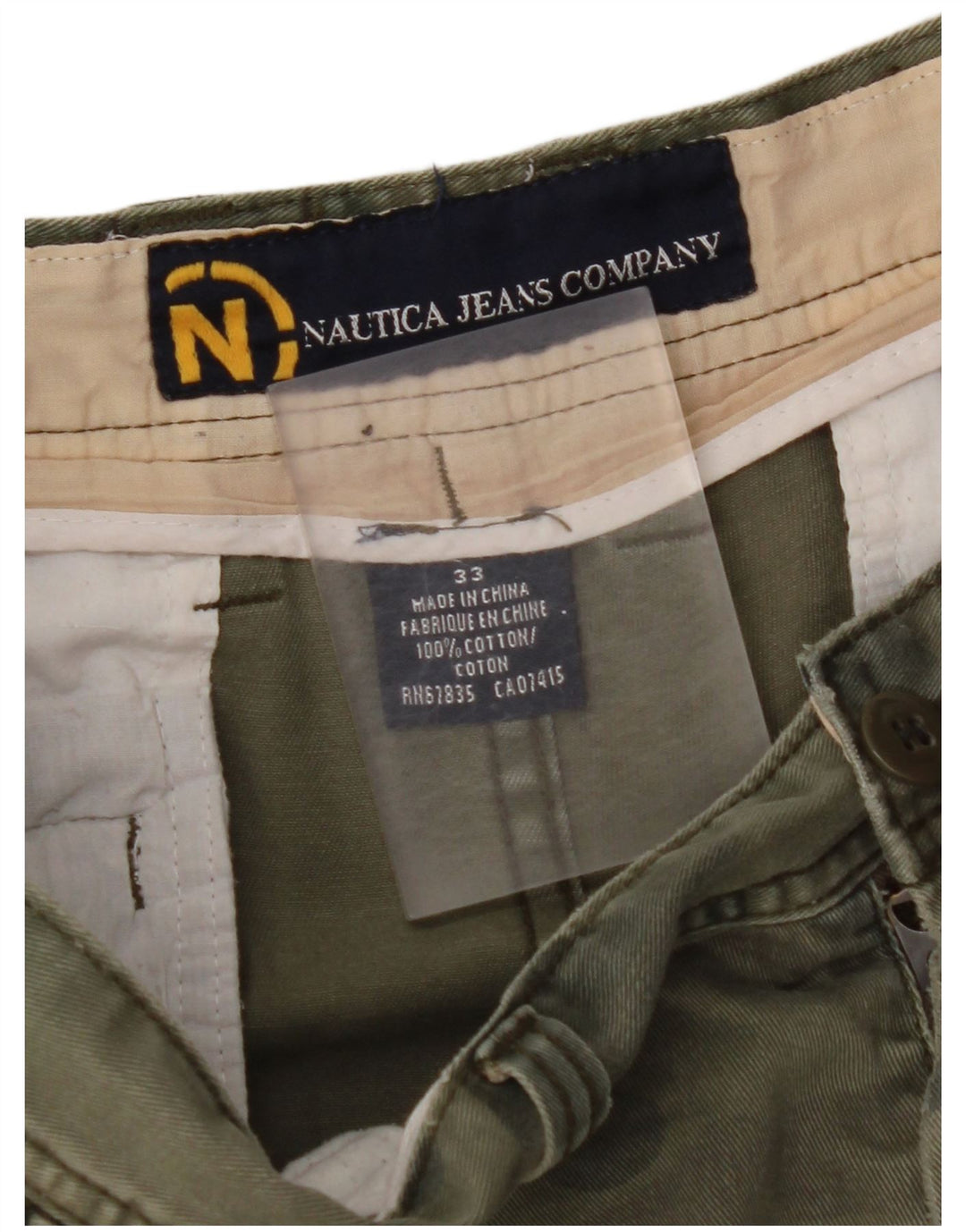 NAUTICA Herre Cargo Shorts W33 Mellemgrøn Camouflage Bomuld