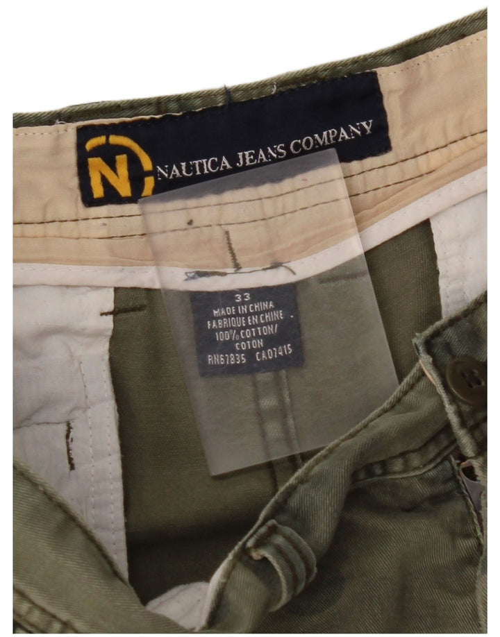 NAUTICA Herre Cargo Shorts W33 Mellemgrøn Camouflage Bomuld