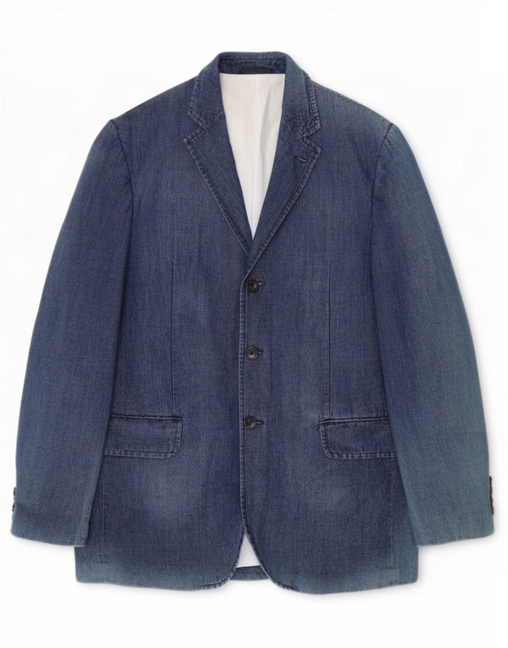 Daniele Alessandrini Herre 3-knaps denim blazerjakke IT 54 2XL Marineblå
