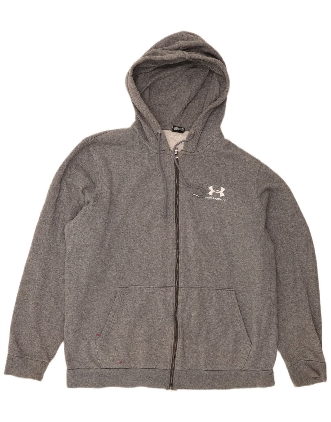 Under Armour Herre hættetrøje med lynlås Stor grå flækket bomuld