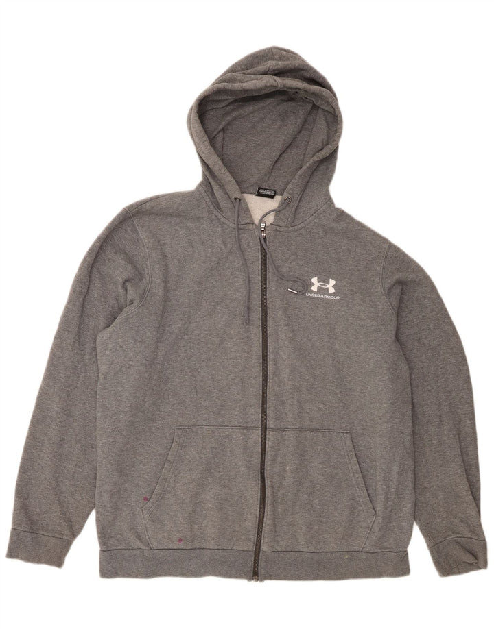 Under Armour Herre hættetrøje med lynlås Stor grå flækket bomuld