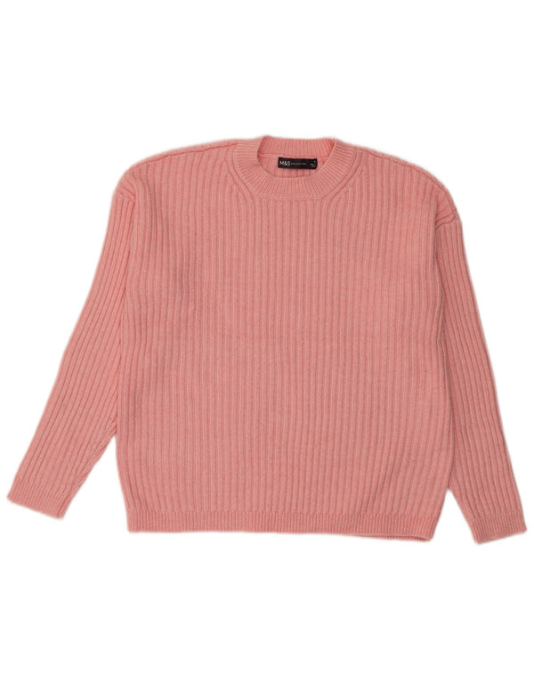Marks & Spencer Dame sweater med rund hals DK 14 Medium Pink Polyester