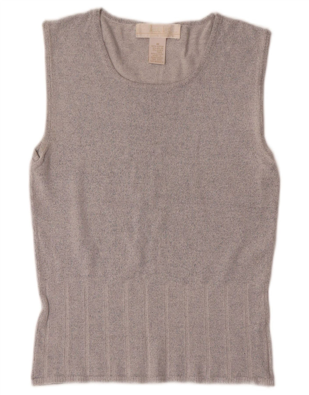 NICOLE MILLER Womens Crop Vest Tank Top UK 12 Medium Grey Rayon