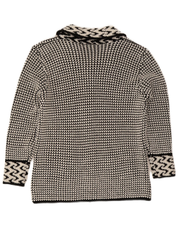 Vintage dame cardigan sweater UK 14 Medium Grey Geometric