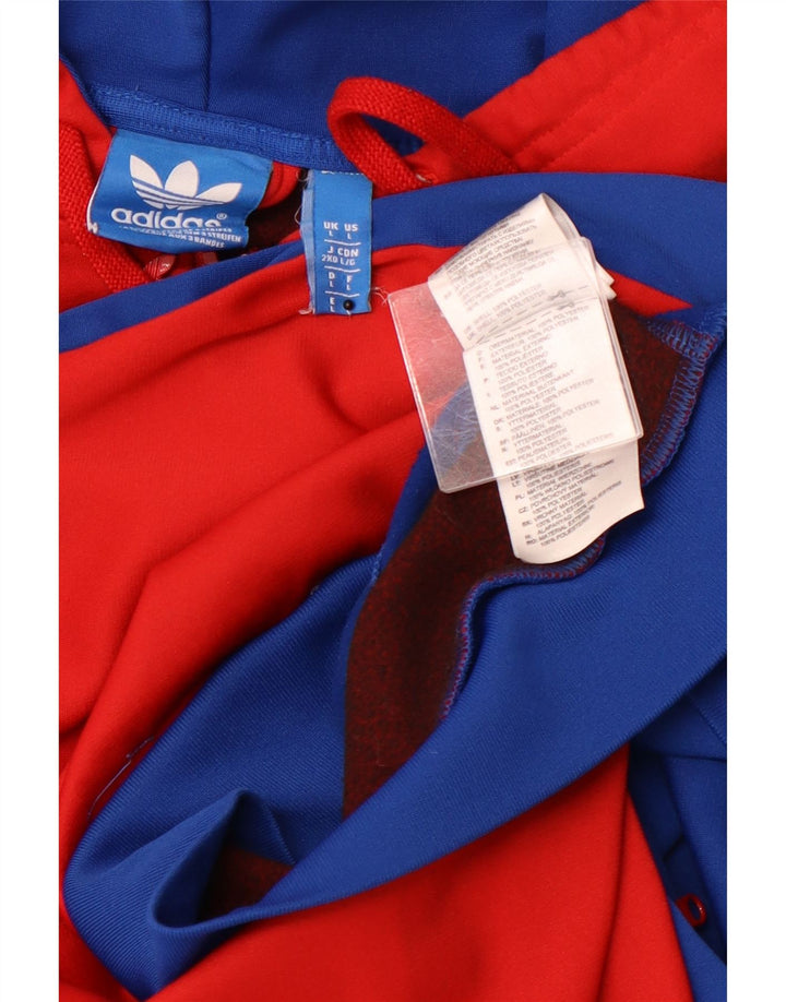 ADIDAS grafisk hættetrøje med lynlås til mænd Large Blue Colourblock Polyester