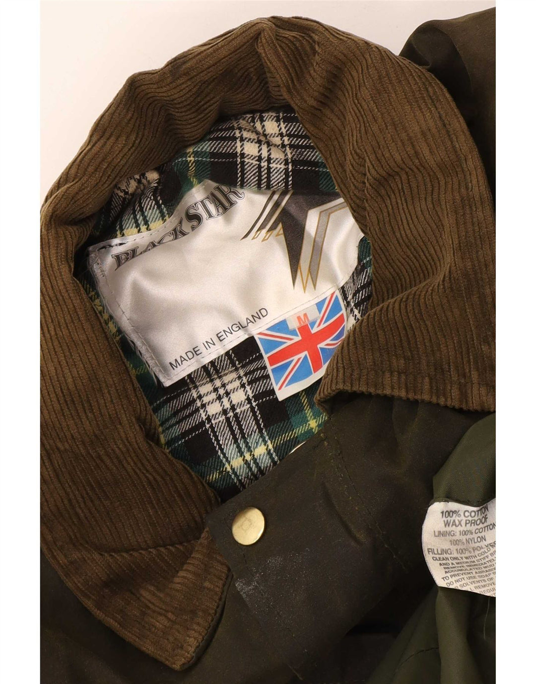 Vintage herre vokset bomuldsfrakke UK 38 Medium Khaki