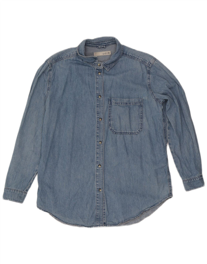 Topshop Dame Denim Shirt UK 12 Medium Blue Cotton