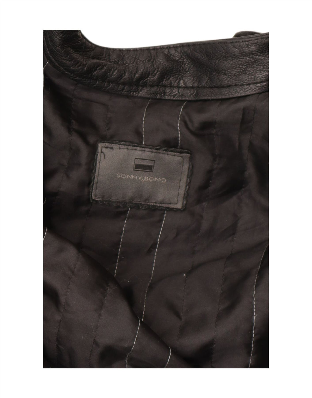Sonny Bono Herre Bomber Læderjakke UK 38 Medium Sort