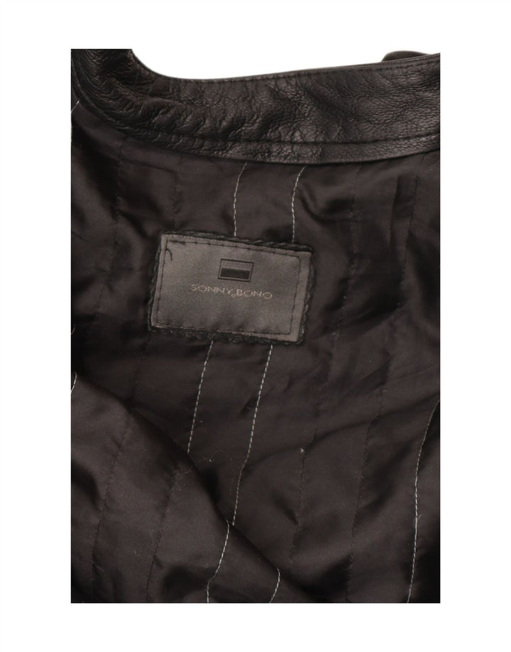 Sonny Bono Herre Bomber Læderjakke UK 38 Medium Sort