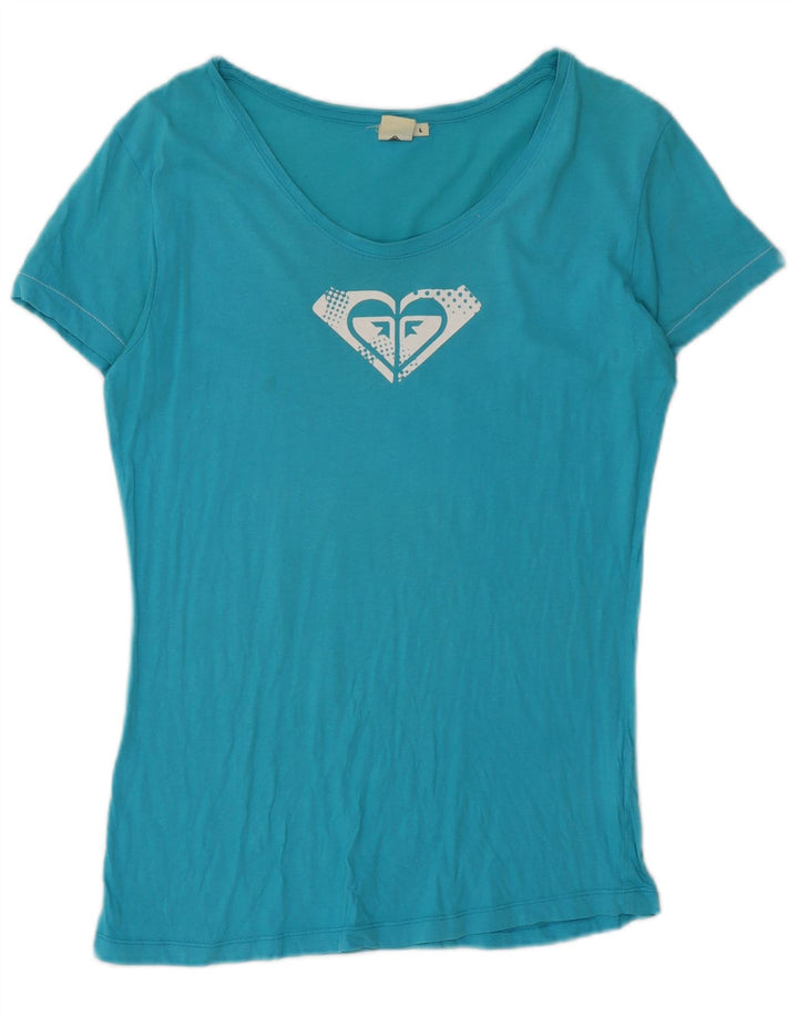 Roxy Dame Grafisk T-Shirt Top UK 16 Stor Blå Bomuld