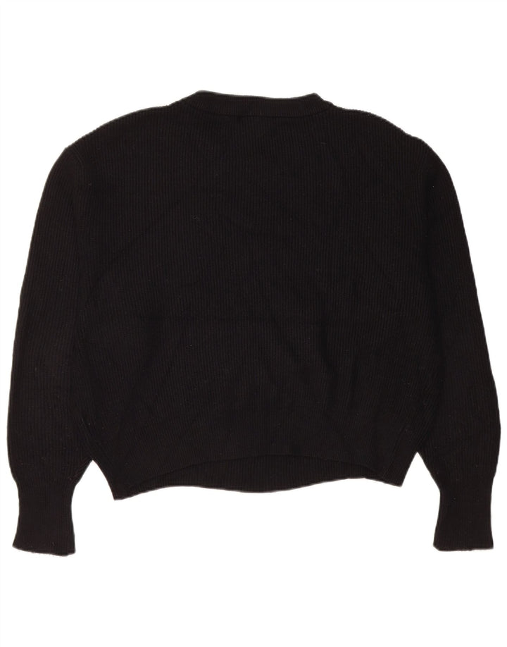 Zara Dame Oversized Crew Neck Jumper Sweater UK 14 Medium Black Viscose