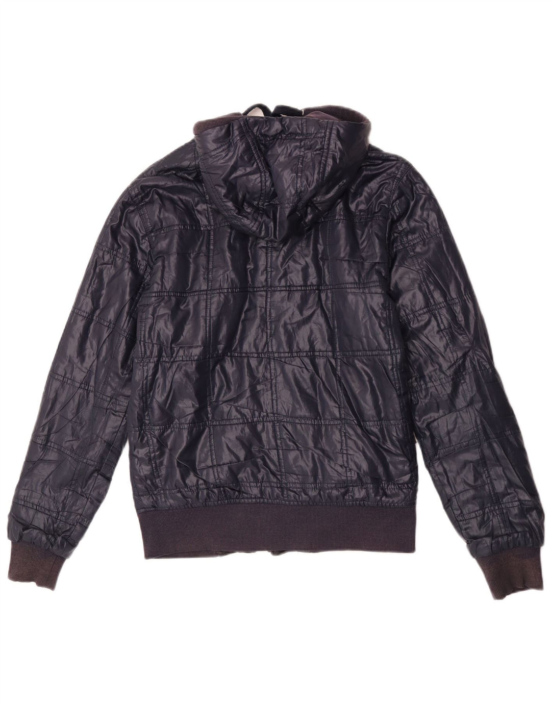 Zara Herre Hooded Bomber Jacket UK 36 Small Navy Blue