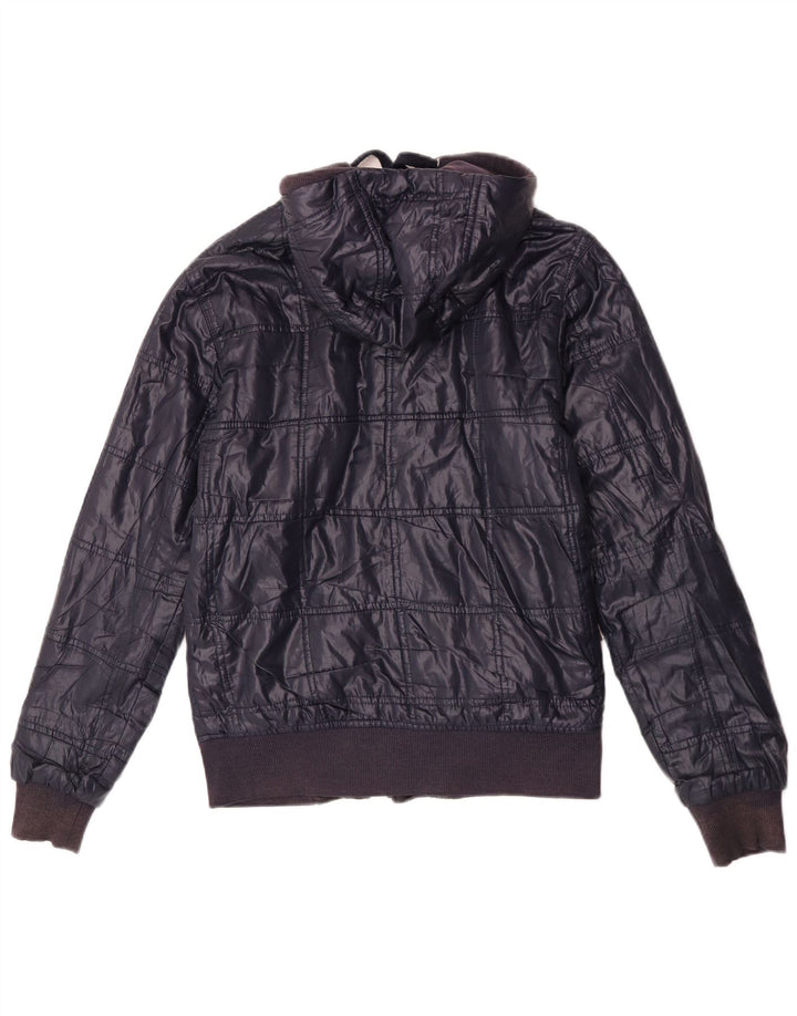 Zara Herre Hooded Bomber Jacket UK 36 Small Navy Blue