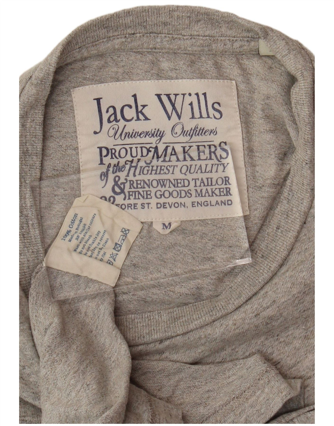 JACK WILLS Herre grafisk T-shirt top mellemgrå flækket bomuld