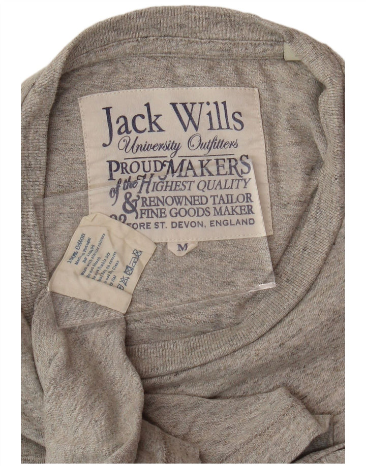 JACK WILLS Herre grafisk T-shirt top mellemgrå flækket bomuld