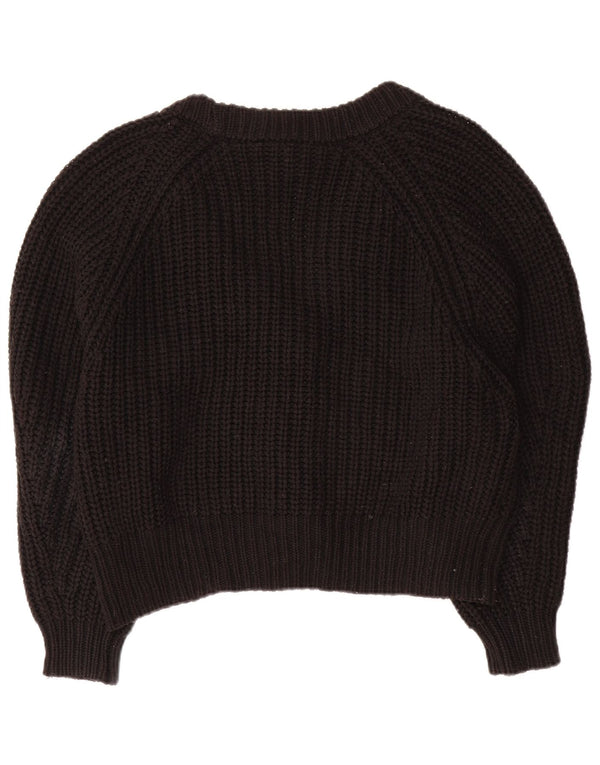 Topshop Womens Crop Oversized cardigan sweater UK 14 Medium Black Acryl
