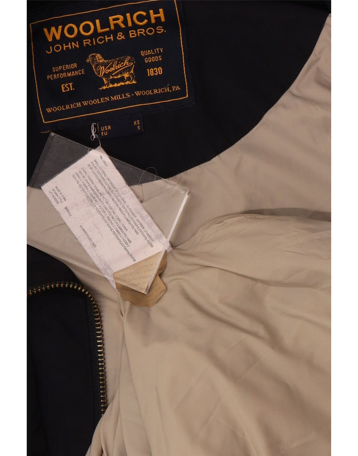 Woolrich Dame Overfrakke UK 10 Small Navy Blue Polyester
