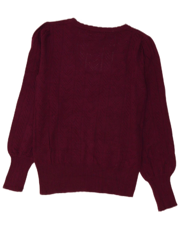 Oasis Dame Boat Neck Jumper Sweater UK 10 Small Burgundy Viscose