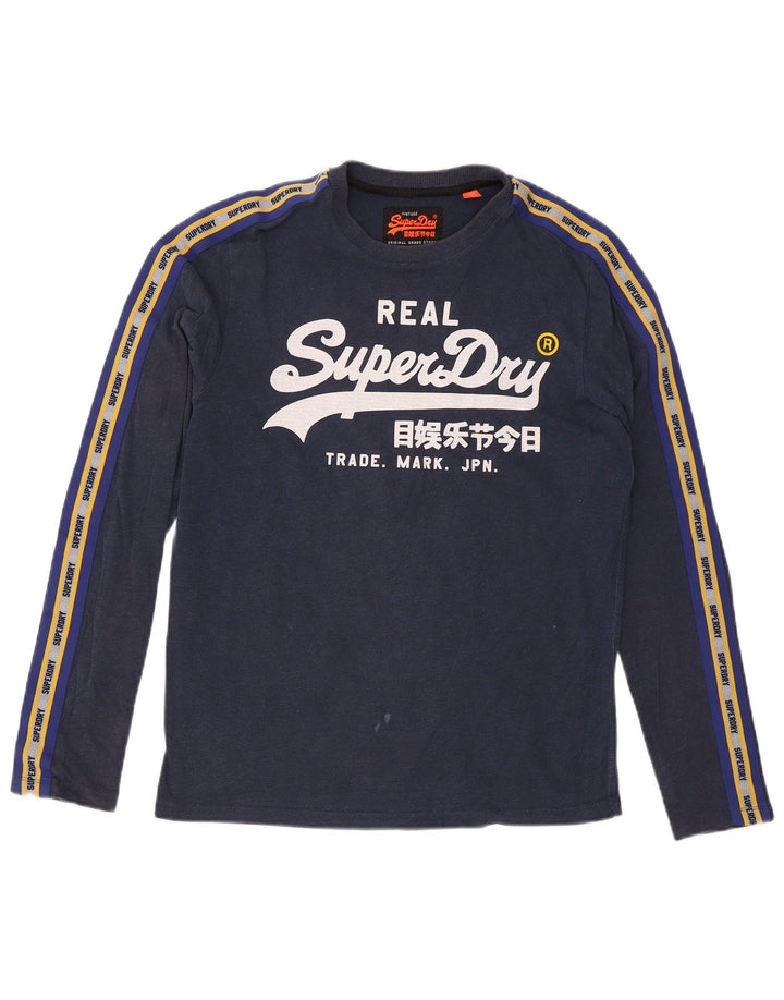 Superdry Grafisk T-shirt til mænd, langærmet, medium marineblå