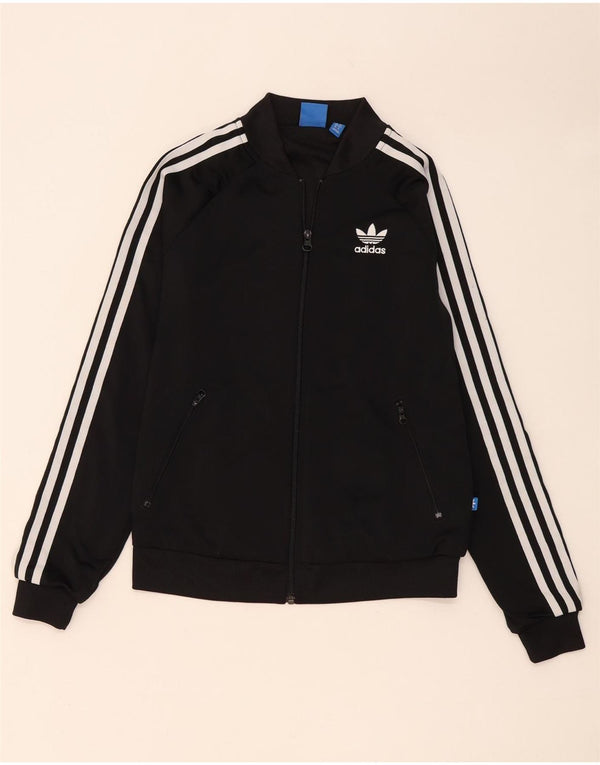 Adidas Dame Grafisk Træningsdragt Top Jacket UK 8 Lille Sort Polyester