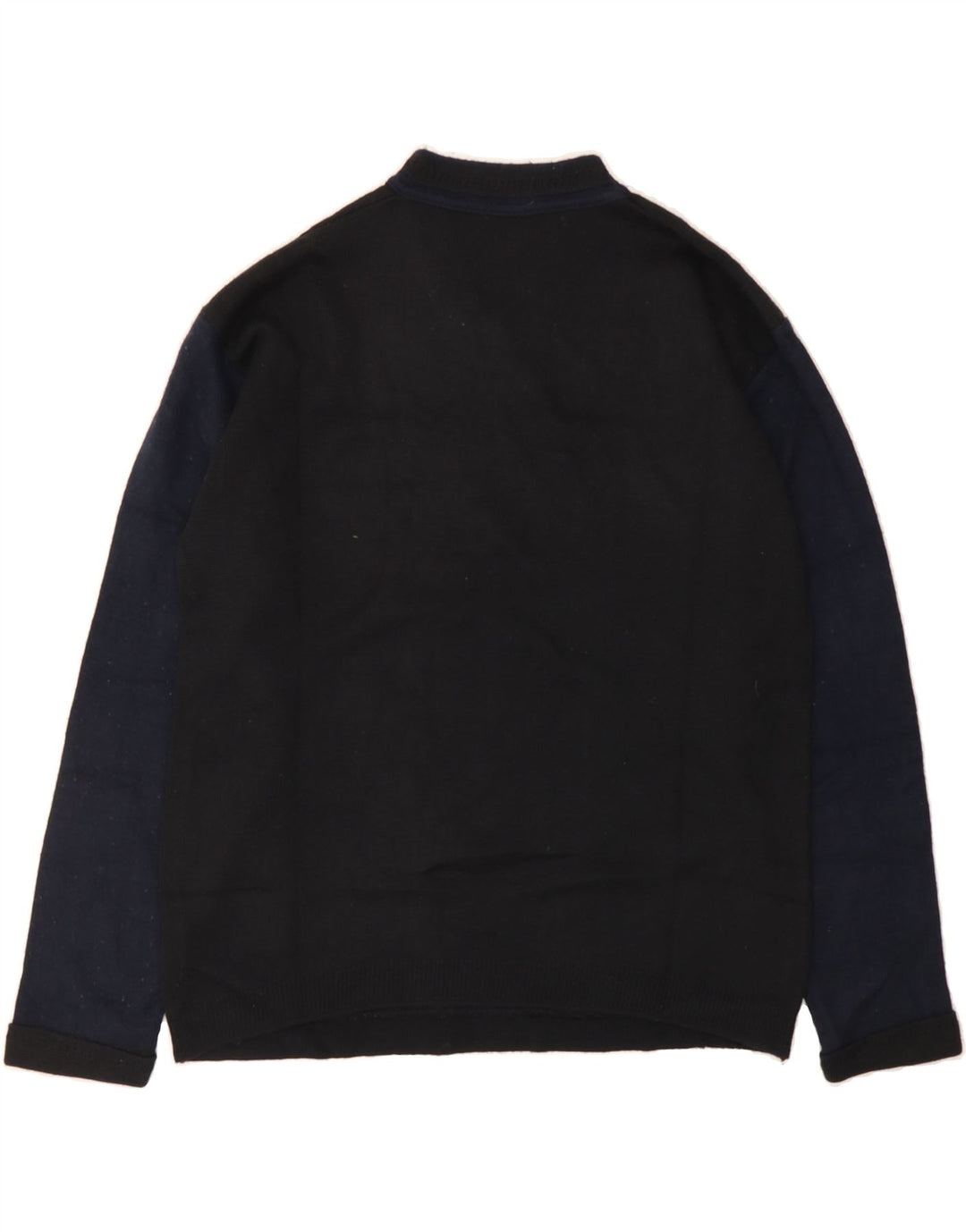 VINTAGE Mens V-Neck Jumper Sweater Medium Black Colourblock Wool Vintage Vintage and Second-Hand Vintage from Messina Hembry 