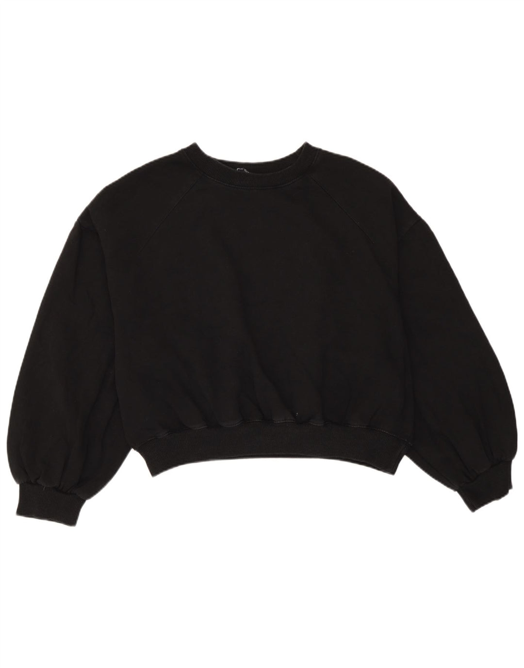Zara Womens Crop Oversized Sweatshirt Jumper UK 14 Medium Sort Bomuld