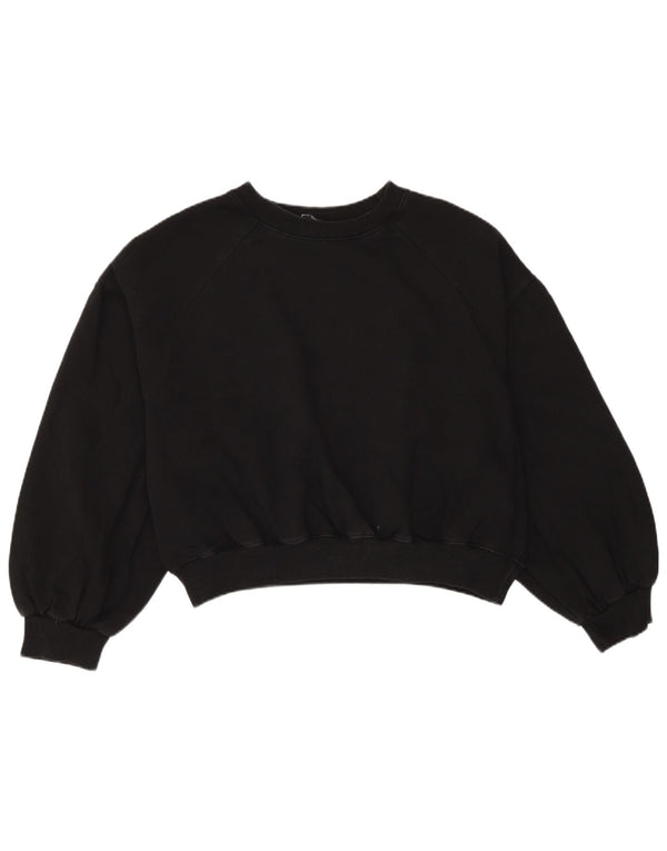 Zara Womens Crop Oversized Sweatshirt Jumper UK 14 Medium Sort Bomuld