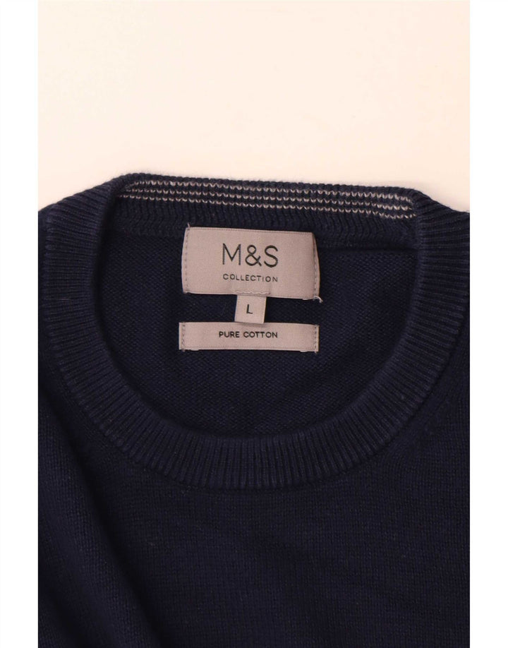 Marks & Spencer Herre sweater med rund hals, stor marineblå bomuld