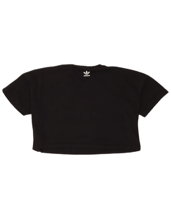 Adidas Womens Crop Oversized grafisk T-shirt top UK 8 Small Black Bomuld