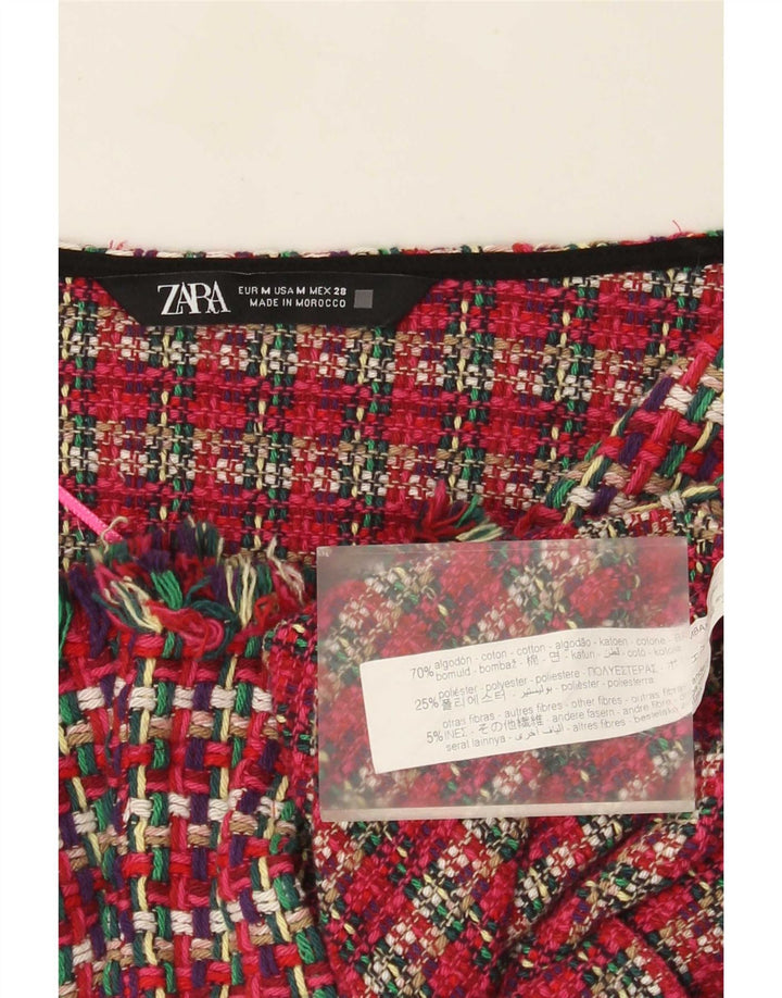 Zara Bolero-jakke til kvinder UK 12 Medium rød ternet bomuld