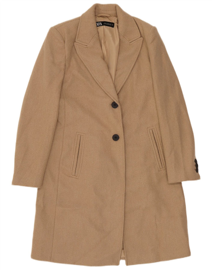 Zara Dame Overfrakke UK 6 XS Beige Polyester