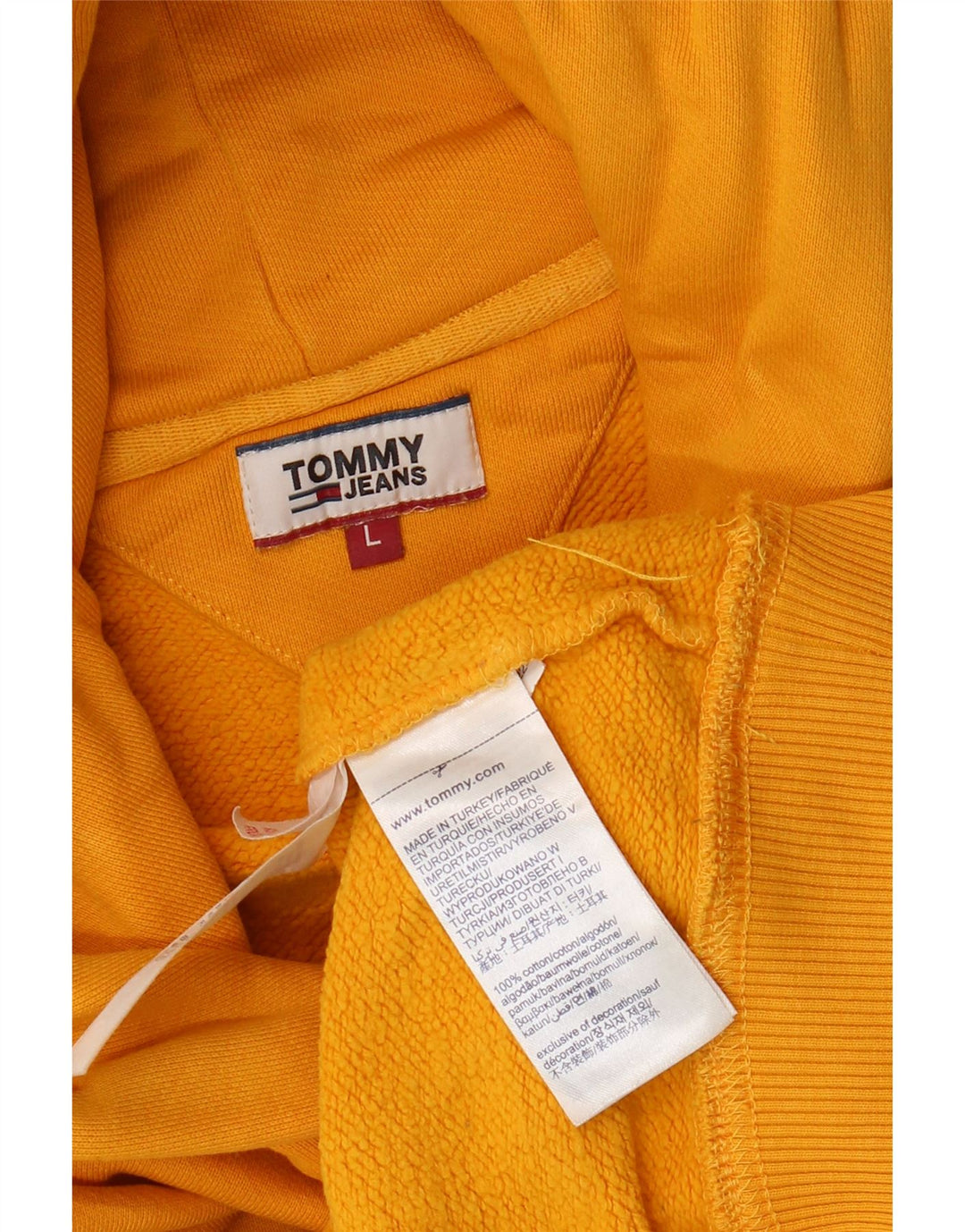 TOMMY HILFIGER Dame Crop Oversized hættetrøje trøje UK 16 Large Yellow