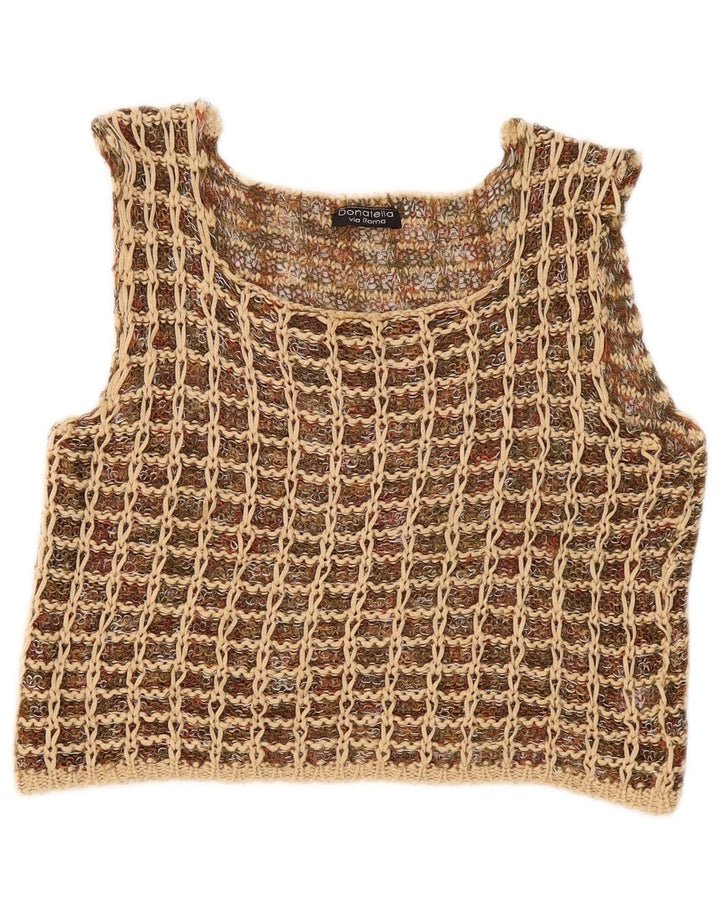 Donatella Womens Crop Hæklet Bluse Top UK 12 Medium Multicolored