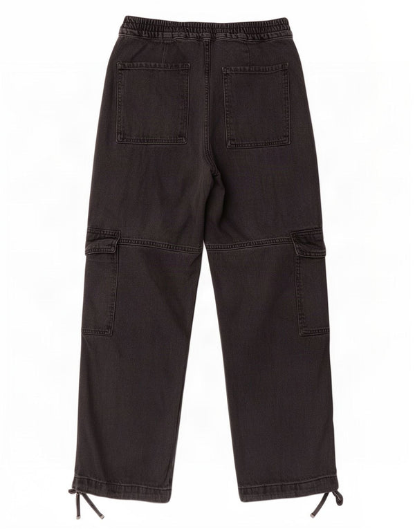 Zara Dame Cargo Jeans med brede ben Small W26 L28 Sort