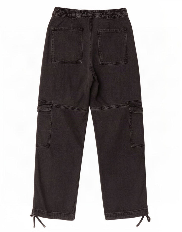 Zara Dame Cargo Jeans med brede ben Small W26 L28 Sort