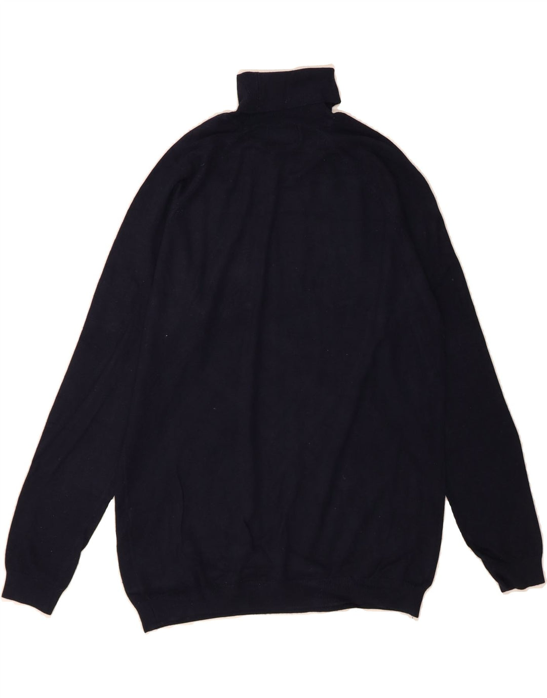 ZARA Mens Roll Neck Jumper Sweater Medium Navy Blue Viscose Vintage Zara and Second-Hand Zara from Messina Hembry 